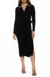 Alexia Admor Tatiana Johnny Collar Knit Midi Dress In Black
