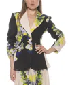 Alexia Admor Ruched Sleeve One-button Blazer In Multi