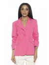 Alexia Admor Ruched Sleeve One-button Blazer In Pink