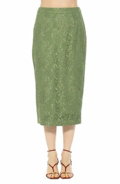 Alexia Admor Taye Lace Midi Pencil Skirt In Orange