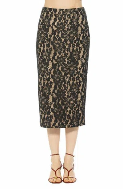 Alexia Admor Taye Lace Midi Pencil Skirt In Red