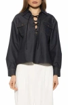 Alexia Admor Thalina Lace-up Western Shirt In Blue
