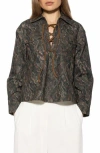 Alexia Admor Thalina Lace-up Western Shirt In Brown