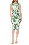 Alexia Admor Tie Detail Sleeveless Sheath Dress In Green Abstract