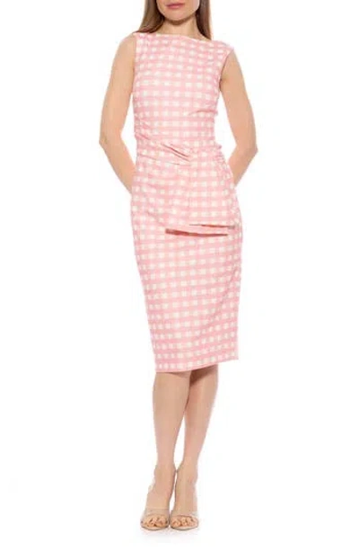 Alexia Admor Tie Detail Sleeveless Sheath Dress In Pink Plaid