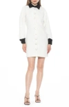 Alexia Admor Velvette Long Sleeve Mini Tweed Shirtdress In Ivory
