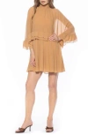 Alexia Admor Vespera Cape Sleeve Chiffon Trapeze Minidress In Yellow