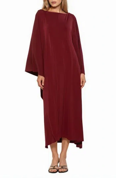 Alexia Admor Vionne Cape Sleeve Draped Maxi Dress In Burgundy