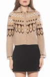 Alexia Admor Wayne Collared Knit Cardigan In Brown