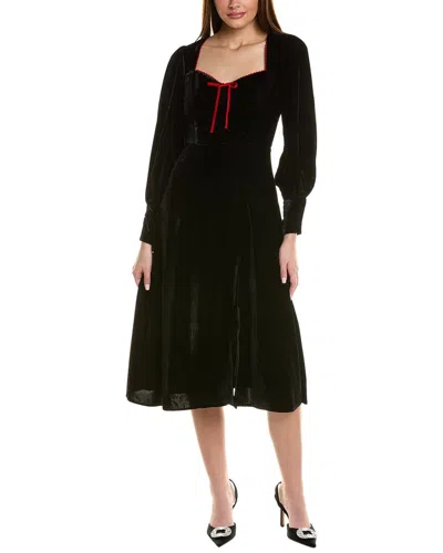 Alexia Admor Willa Bishop Sleeve Velour Dress In Black