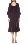 Alexia Admor Willa Bishop Sleeve Velour Dress In Burgundy