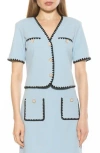Alexia Admor Women's Willa Embroidered Edge Jacket In Halogen Blue
