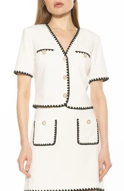 Alexia Admor Willa Embroidered Short Sleeve Jacket In Ivory