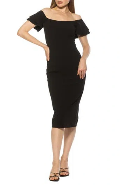 Alexia Admor Winston Off The Shoulder Body-con Midi Dress In Black
