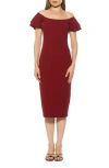 Alexia Admor Winston Off The Shoulder Body-con Midi Dress In Burgundy