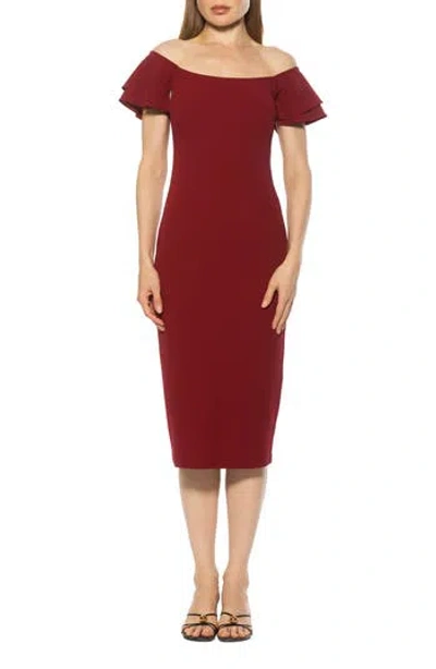 Alexia Admor Winston Off The Shoulder Body-con Midi Dress In Burgundy