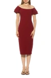 Alexia Admor Winston Off The Shoulder Body-con Midi Dress In Burgundy