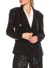 Alexia Admor Abbi Longline Double Breasted Sequin Blazer In Black