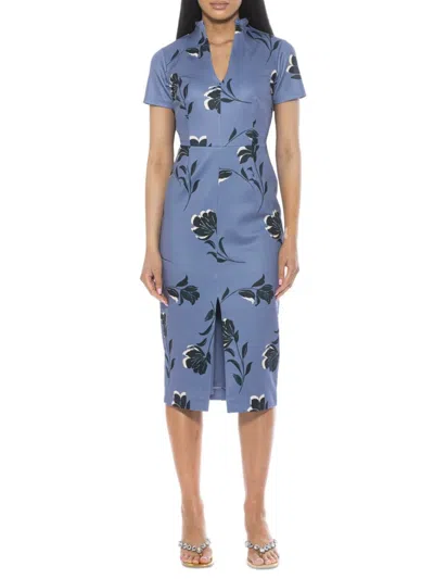 Alexia Admor Women's Acadia Midi Sheath Dress In Blue Floral