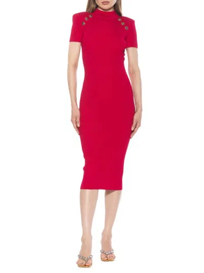 Alexia Admor Women's Adara Ribbed Midi Dress In Magenta