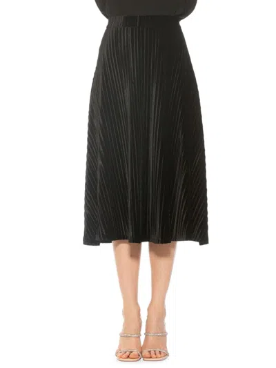 Alexia Admor Women's Alaina Pleated Velvet Midi Skirt In Black