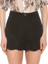 Alexia Admor Women's Alice Scalloped Belted Front Button Shorts In Black