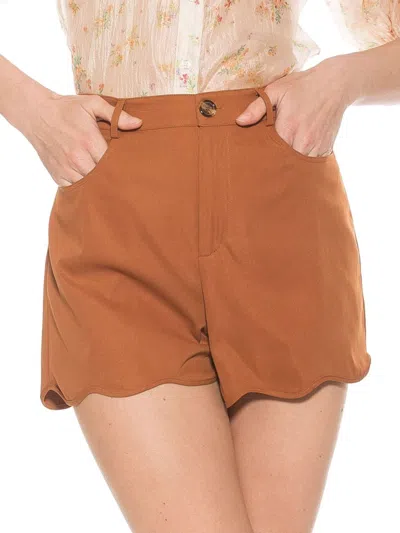 Alexia Admor Women's Alice Scalloped Belted Front Button Shorts In Camel