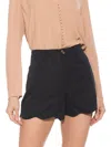 ALEXIA ADMOR WOMEN'S ALICE SCALLOPED BELTED FRONT BUTTON SHORTS