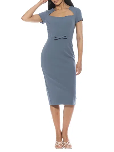 Alexia Admor Women's Alma Bow Midi Sheath Dress In Grey