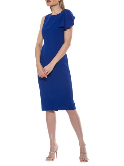 Alexia Admor Draped Sheath Midi Dress In Blue