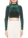 Alexia Admor Women's Ari Polka Dot Velvet Crop Top In Emerald