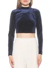 Alexia Admor Women's Ari Polka Dot Velvet Crop Top In Navy