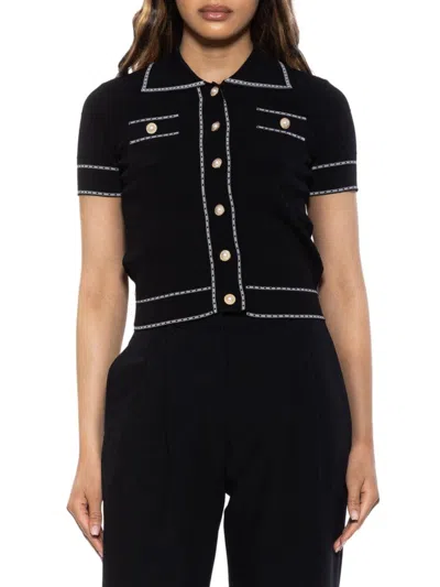 Alexia Admor Women's Arya Short Sleeve Knit Cardigan In Black