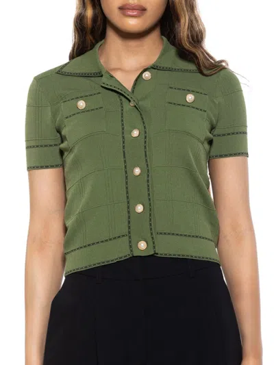 Alexia Admor Women's Arya Short Sleeve Knit Cardigan In Sage