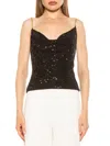 Alexia Admor Aurora Cowl Neck Sequin Tank Top In Black