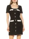 Alexia Admor Women's Aviva Squareneck Tweed Mini Dress In Black