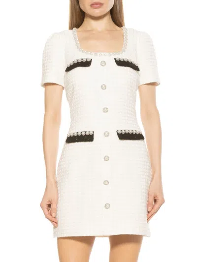 Alexia Admor Women's Aviva Squareneck Tweed Mini Dress In Ivory
