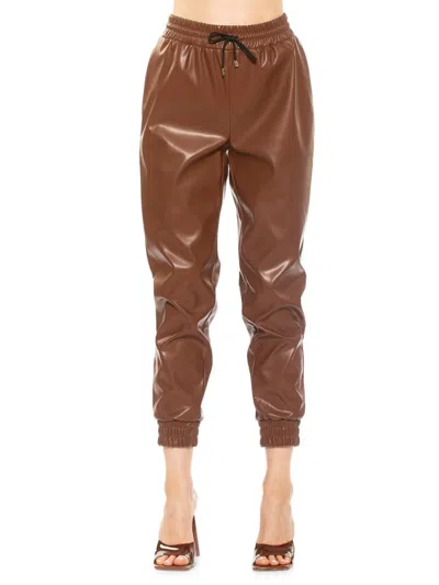Alexia Admor Women's Axel Faux Leather Drawstring Joggers In Camel