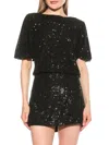 ALEXIA ADMOR WOMEN'S BLAKE SEQUIN BOXY CROP TOP