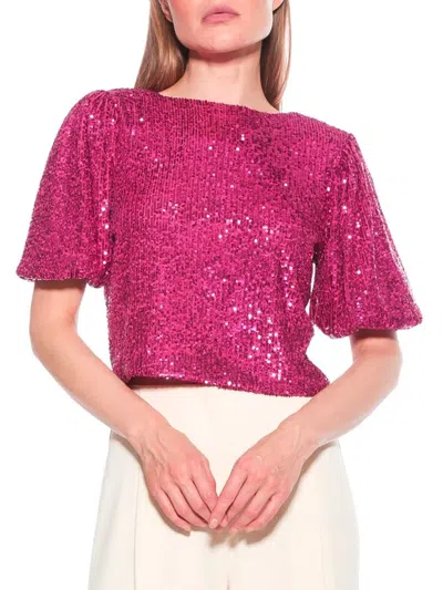 Alexia Admor Women's Blake Sequin Boxy Crop Top In Hot Pink