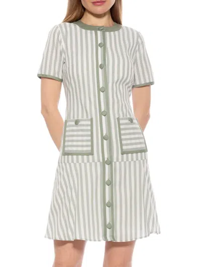 Alexia Admor Brecken Stripe Dress In Green Stripe
