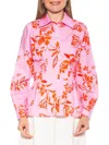 Alexia Admor Calliope Fitted Long Sleeve Button-up Shirt In Pink Floral