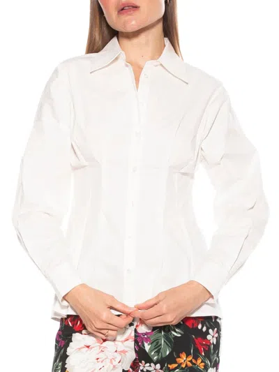 Alexia Admor Women's Calliope Pintuck Button Down Shirt In White