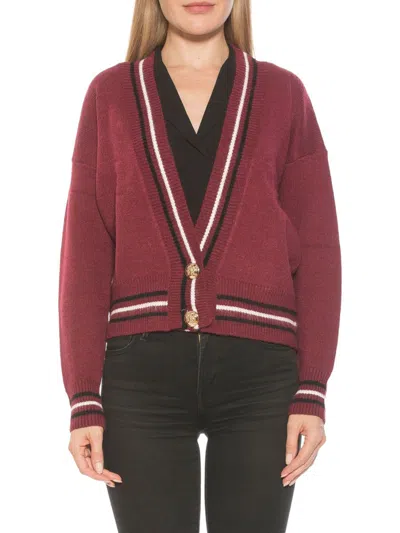 Alexia Admor Catherine V-neck Cardigan In Red