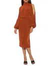 Alexia Admor Sem Mock Neck Cold Shoulder Midi Dress In Camel