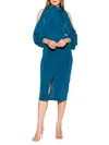 Alexia Admor Sem Mock Neck Cold Shoulder Midi Dress In Teal