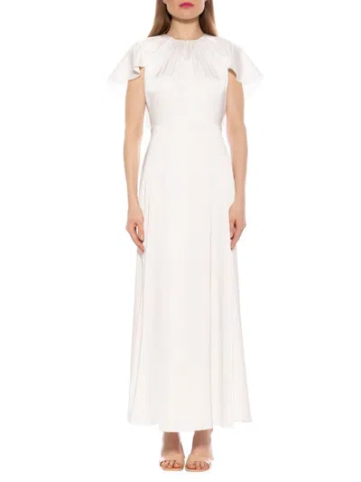 Alexia Admor Women's Danica Crewneck Flutter Sleeve Cap Maxi Dress In Ivory