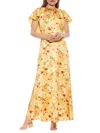 Alexia Admor Women's Danica Crewneck Flutter Sleeve Cap Maxi Dress In Yellow Floral