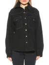 Alexia Admor Della Classic Western Button Down Shirt Jacket In Dark Denim