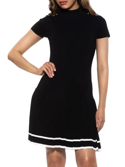 Alexia Admor Women's Devika Ribbed & Pleated Mini Dress In Black